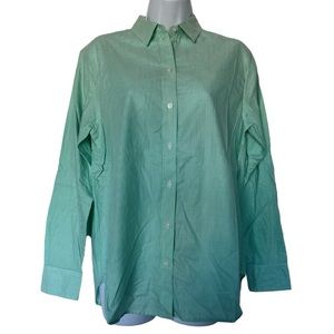 Everlane Women The Silky Cotton Relaxed Mint Green Striped Button Up Shirt Sz 6